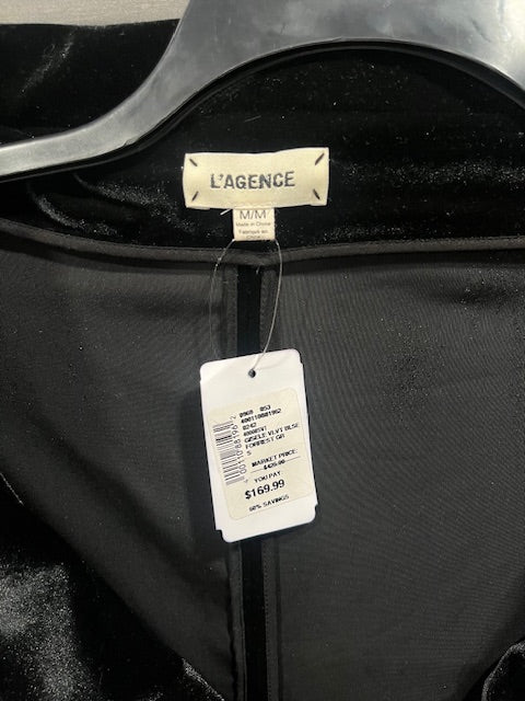 L'Agence Gisele Black Velvet Drape Front Blouse
