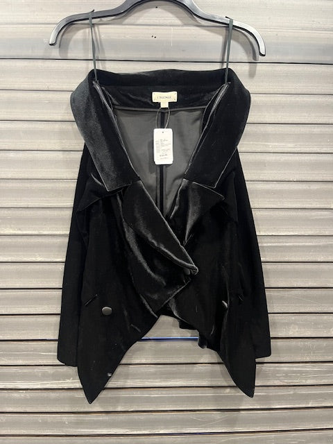 L'Agence Gisele Black Velvet Drape Front Blouse