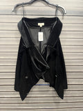 L'Agence Gisele Black Velvet Drape Front Blouse