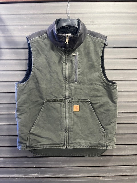 Carhartt Sandstone Sherpa-Lined Mock Neck Vest "Moss Green"