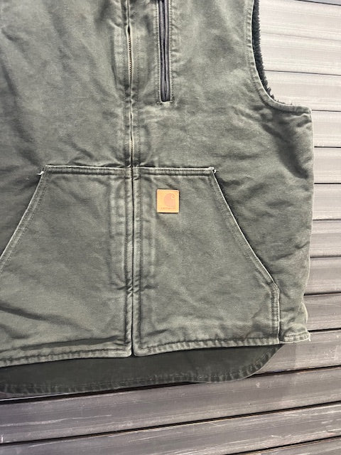 Carhartt Sandstone Sherpa-Lined Mock Neck Vest "Moss Green"