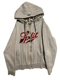 Vintage Y2K Split Skateboard Co. Pinstripe Quilted Full-zip Hoodie Grey Large