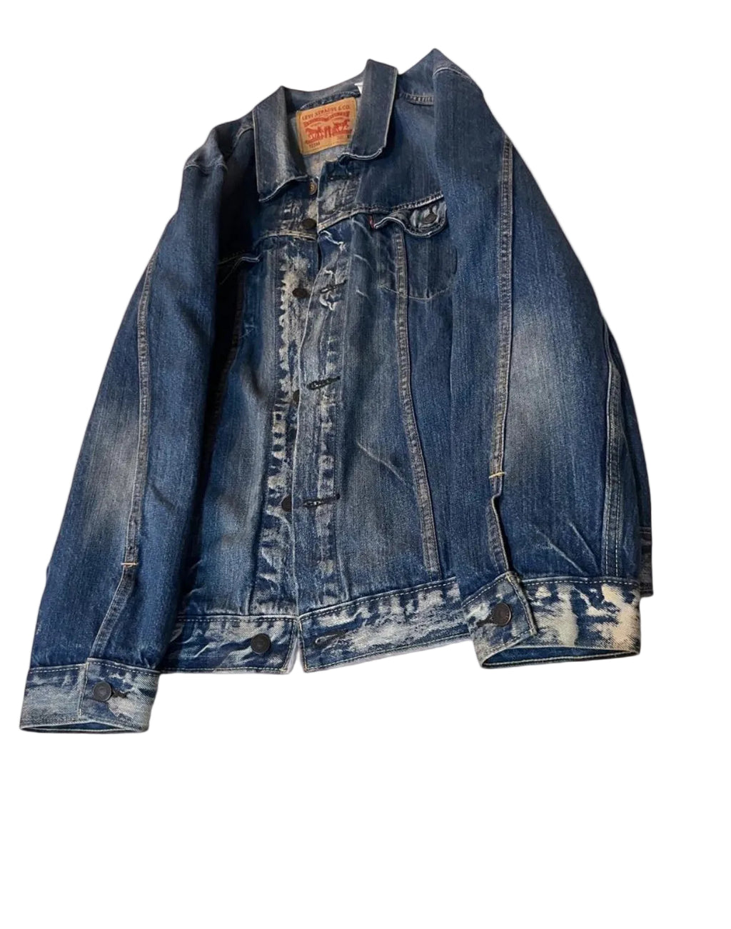 Levi's 72334 Denim Trucker Jacket XXL Distressed Faded Blue Jean