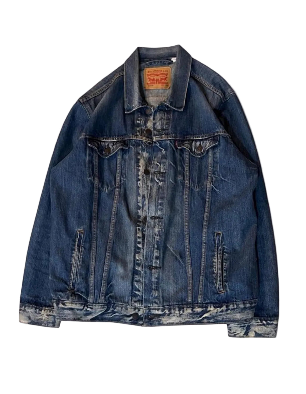 Levi's 72334 Denim Trucker Jacket XXL Distressed Faded Blue Jean